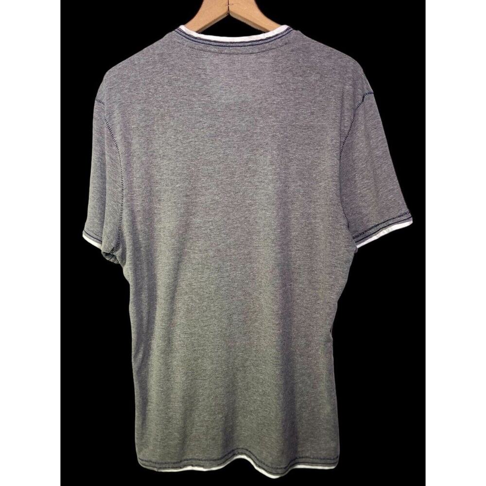 INC International Concepts Split V-Neck Short Sleeve Skull Gray T-Shirt Size L - Picture 4 of 7